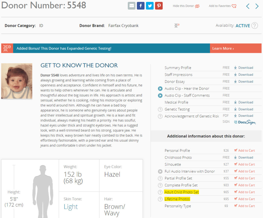sperm donor lifetime photos
